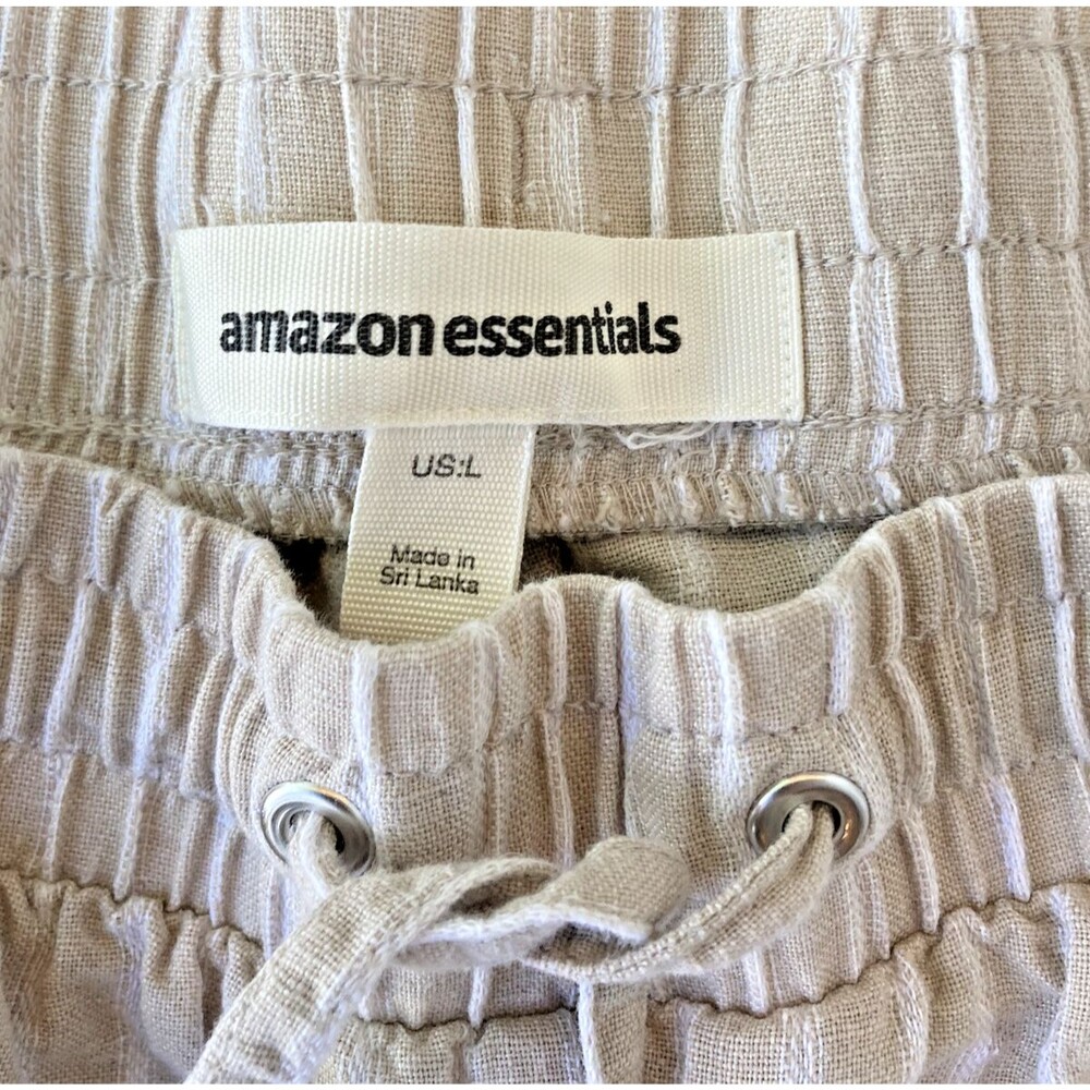Amazon Essentials Women's Beige Linen Pull on Casual Pants Size Large - Picture 3 of 7